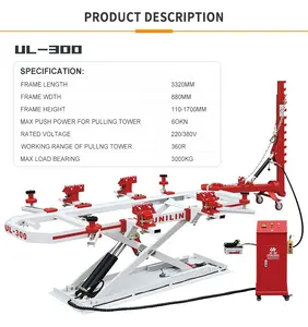 Uniliner mini car body used repair bench UL-300 chassis pulling frame machine for car shop sale, acsideent repeyar bench