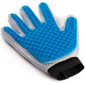 カスタムペットヘアリムーバーグローブペットグルーミンググローブGuantes de mascotas Deshedding Brush Glove with 259 Grooming Tips