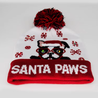 Gorro de Invierno con Pompones Temáticos Navideños, Gorro Festivo de Punto Jacquard para Regalos Navideños y Fiestas