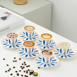 Juego de 6 tazas y platillos pequeños de porcelana fina con relieve de tulipán, estilo islámico árabe, sin BPA, aptos para lavavajillas. - Product Image 5