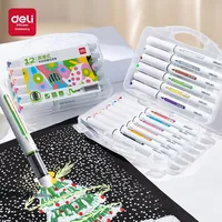 Deli HM119 ensemble de stylos marqueurs acryliques à pointe souple à base liquide en plastique pour l'art des étudiants dessin à la main peinture pour enfants coloriage