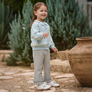 DB1260356 DAVE BELLA Cappotto in Cotone per Bambine, Cardigan Primaverile Blu Pastello, Maglione Lavorato a <span class=keywords><strong>Maglia</strong></span> - Product Image 4