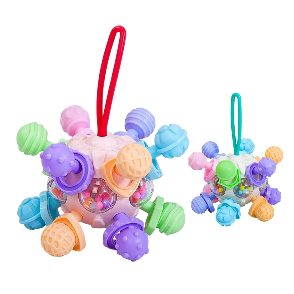 Mainan Gigit Bayi Mainan Gigit kualitas makanan gigi silikon molar mainan bola gigit dapat dikunyah pegangan balita mainan kerincingan bola genggam
