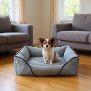 Set di Tre Pezzi di Cuccia per Cani in Velluto a Coste e Pile, Grigio-Blu, Letti per Animali Domestici - Product Image 3