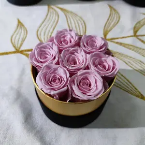 Presentes de dia dos namorados para mulheres, toque real, rosas everduring, flor preservada na caixa redonda eterna de rosas