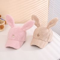 Casquette de baseball d'hiver personnalisable Sherpa chaud laine oreilles de lapin fausse fourrure moelleux agneau Logo broderie à carreaux et motif à pois