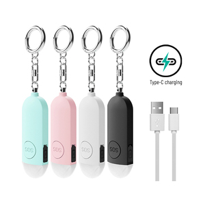 충전식 여성 안전 장치 자기 방어 개인 공황 SOS 버튼 알람 130db 키 체인 미니 개인 보안 경보 - Product Image 2
