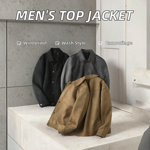 Chaqueta de cuero Vintage de alta calidad para hombre, Primavera, informal, solapa, curtido, lavado, ecológico, cierre de un solo pecho - Product Image 3