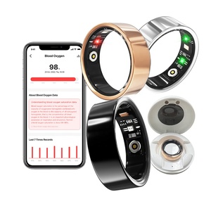 Nuevo y Elegante Anillo Inteligente de Metal y Cerámica Dorado, con Monitor de Temperatura y Frecuencia Cardíaca, Almacenamiento y NFC - Product Image 1