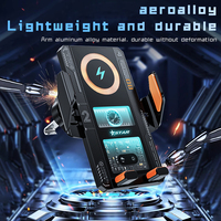 Support de charge sans fil magnétique flexible à serrage automatique 15W avec lumière RGB pour voiture, type C, charge rapide