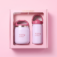 Ensemble cadeau Everich de bouteille isotherme et de boîte à repas pour enfants avec motif d'animaux de dessin animé, boîte à lunch sous vide en acier inoxydable 304, logo personnalisé OEM ODM