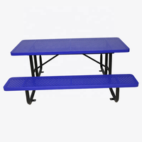 Table de pique-nique en métal commerciale d'extérieur avec banc détaché mobilier de jardin table à manger en acier extérieur patio table de café moderne