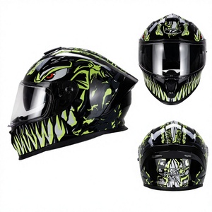 Casco Integral de Motocicleta Nuevo, Homologado por DOT, con Diseño de Aves Espejadas, Doble Visera XL, ABS, Capa de Amortiguación EPS de Alta Densidad, Desmontable - Product Image 1