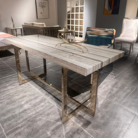 Table à manger en marbre naturel avec base en acier inoxydable Table d'appoint décorative pour canapé de salon Tables à manger élégantes