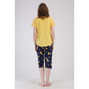 Traje de dormir capri ovalado de manga corta con cuello redondo para mujer - Product Image 1