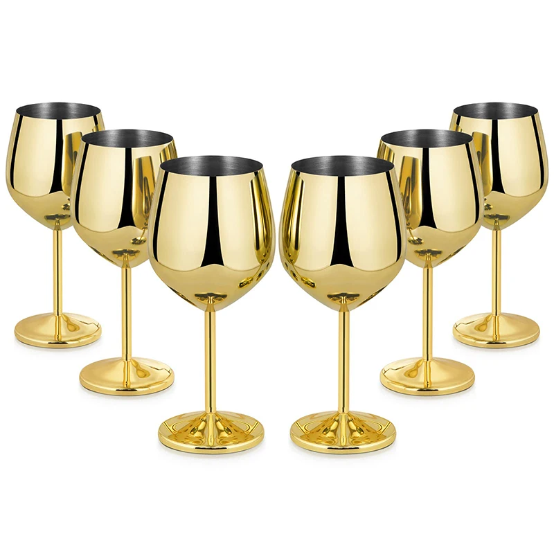 Custom Stemmed Metal Wine Glass Unique Wine Goblets Stainless Steel Wine Glasses Set for Party Office Wedding Anniversary