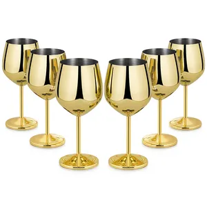 पार्टी कार्यालय शादी की सालगिरह के लिए कस्टम स्टेमड मेटल वाइन ग्लास अद्वितीय वाइन गॉब्लेट स्टेनलेस स्टील वाइन ग्लास सेट