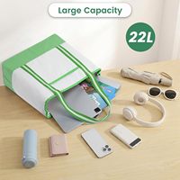 Sac en toile de coton grand format 12oz 15 pouces avec support de fond, sac fourre-tout vert recyclé, design personnalisé avec coutures, sans logo