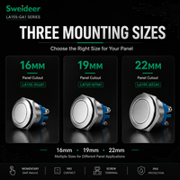 Sweideer, fabricant OEM de boutons-poussoirs métalliques personnalisés, interrupteur LED en acier inoxydable de 16 mm, 19 mm, 22 mm avec borne à vis