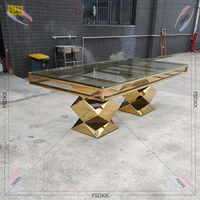 Vente en gros de l'usine Table d'hôtel de luxe en lingt doré Table à manger miroir en acier inoxydable
