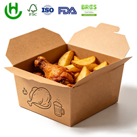 Hongchang op maat bedrukte milieuvriendelijke kraft fastfood-combinatiebox met compartimenten voor hamburger, gefrituurde kip, sushi en maaltijdverpakkingen