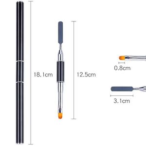 แปรงอะคริลิคสองหัว 2 in 1 ด้ามจับสแตนเลส สำหรับต่อเล็บเจล UV สร้างเล็บ ตกแต่งเล็บ ใช้ในร้านทำเล็บ อุปกรณ์ทำเล็บ - Product Image 3