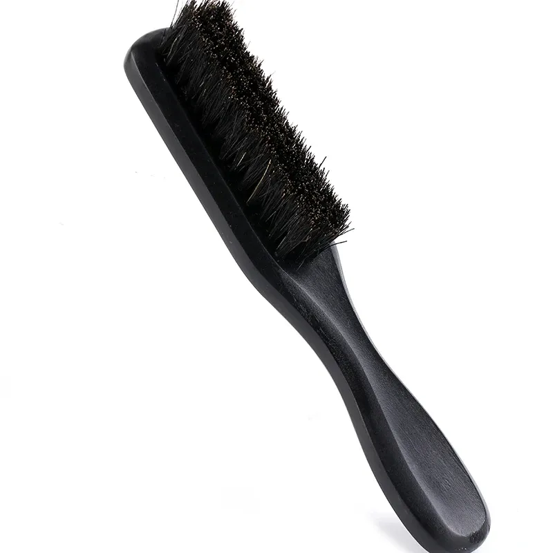 Traitement personnalisé brosse à cheveux en poils d'homme peigne à barbe en bois massif dur brosse à barbe en poils de sanglier noir