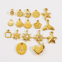 Mode Acier Inoxydable 14K Or Pendentif Zircon Poli Brillant Étoile De Mer Shell Pendentif et Charmes DIY Accessoires