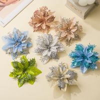 Fleurs artificielles pour sapin de Noël 14 cm, multicolores, en tissu, décoration de fêtes, intérieur/extérieur, lot en gros