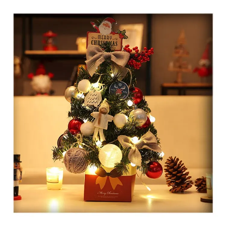 Новая Маленькая рождественская елка, светящиеся настольные украшения, Рождественское украшение, Маленькая Рождественская елка