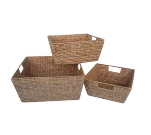Customized Eco-Friendly Woven Rectangular Knitting <b>Rattan</b> <b>Storage</b> <b>Basket</b> Vintage Style Vietnamese Water Hyacinth <b>Basket</b> - Product Image 4
