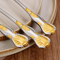 Ensemble de couverts de luxe en acier inoxydable 18/10, motif coquillage doré en relief, finition super poli miroir, cuillère de dîner pour mariage