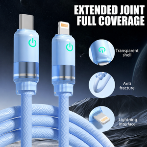 Cabo USB C de nylon trançado com iluminação LED dupla para iPhone, com carregamento rápido de 2A, cabo de dados durável para carregamento. - Product Image 1