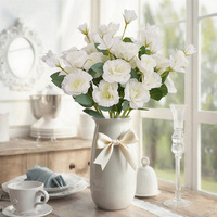 Arrangement de fleurs artificielles en soie Eustoma à 4 têtes, décoration pour salon, accessoires photo pour mariage en extérieur