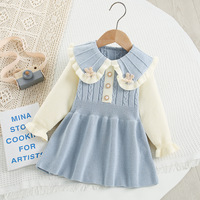Robe Pull pour Filles, Nouvelle Collection Automne-Hiver 2026, Style Coréen, Col Peter Pan Mignon, Pull en Tricot pour Bébés Filles