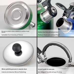 3/4/5L all'ingrosso in acciaio inox bollitore 3L fischietto <span class=keywords><strong>teiera</strong></span> classica <span class=keywords><strong>teiera</strong></span> con manico ergonomico, adatto <span class=keywords><strong>per</strong></span> la cottura a <span class=keywords><strong>induzione</strong></span> - Product Image 2