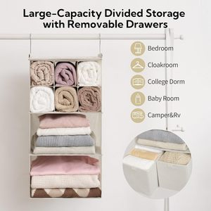 Hanging Closet Organizer With Drawers 33x15x85cm Foldable Fabric Storage For Bedroom Neatening - Product Image 5