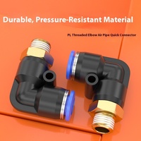 Fabricant PL série connecteur rapide 1/8 1/4 3/8 1/2 filetage coude pneumatique électrovanne Joint tuyau d'air raccords en plastique
