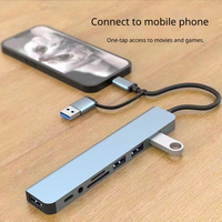 Großhandel 8-in-1 USB-C Hub mit 3,5mm Audio-Buchse Doppelstecker Aluminium Multiport USB 3.0 Adapter SD TF Splitter Dockingstation