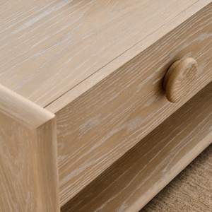 Table basse moderne chic pour salon, table d'appoint carrée avec rangement ouvert, en bois naturel avec 2 tiroirs - Product Image 4