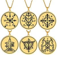 Pendentif Symbole Vévé Papa Legba Voodoo, Collier, Médaille, Amulette, Talisman, Charme, Bijou pour Rituels et Autel, Occultisme et Loa