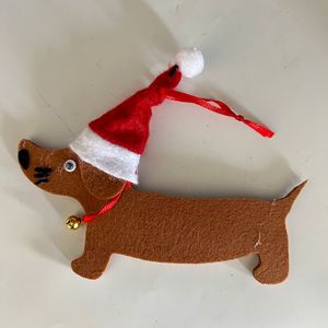 Mignon Noël <span class=keywords><strong>Saucisse</strong></span> Chien Feutre <span class=keywords><strong>Arbre</strong></span> Décoration Écologique Durable 15cm Fête De Vacances Mignon Ornement Usine Directe - Product Image 6