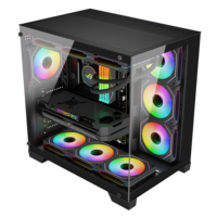 New ATX Gaming Computer Case Double Tempered Glass Panel Computer Casing Mid Tower PC Case Supplier