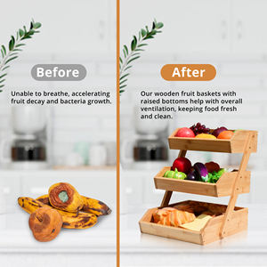 Bamboo Fruit Basket 3 Tier Fruit Holder for Kitchen Countertop Fruit Organizer <b>Vegetable</b> Storage <b>Stand</b> - Product Image 6