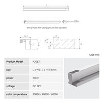 Lampe LED de placard moderne à capteur de mouvement, sans poignée, en aluminium, à économie d'énergie, 10H, CRI 90 élevé, sans éblouissement, à détection automatique