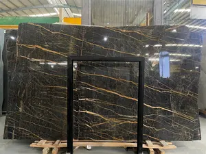 Popular Polished Saint Port Laurent Black Marble Nero Port Laurent Marble Slab For Interior Decor