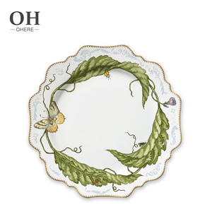 Hot Bán Thân Thiện Với Môi Tùy Chỉnh Màu Xanh Lá Cây Lá Bướm Côn Trùng Thiết Kế Sáng Tạo Xương Trung Quốc Vẽ Tay Đồ Ăn Cho Đảng - Product Image 3