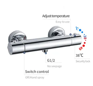 クロームサーモスタットバーシャワーミキサーバルブ火傷防止タップサーモスタットシャワー蛇口ミキサー