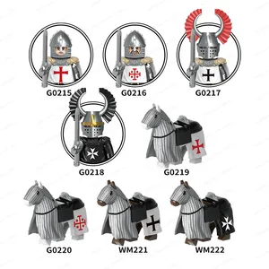 G0128 Medieval Soldiers Military Teutonic Knights Hospitaller War Horse Minifigs Character Building Blocks For Kids Gift Toys
