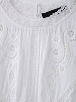 Chemise à manches courtes brodée en dentelle ajourée à col rond style romantique nouvelle collection printemps-été 2025 MYST&ZA pour femme 5107046